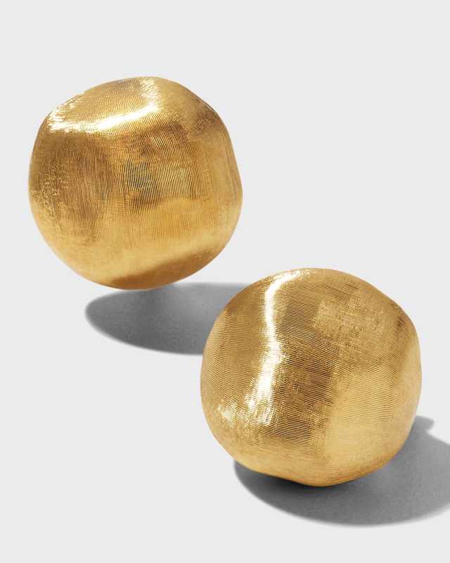 18K Yellow Gold Round Stud Earrings